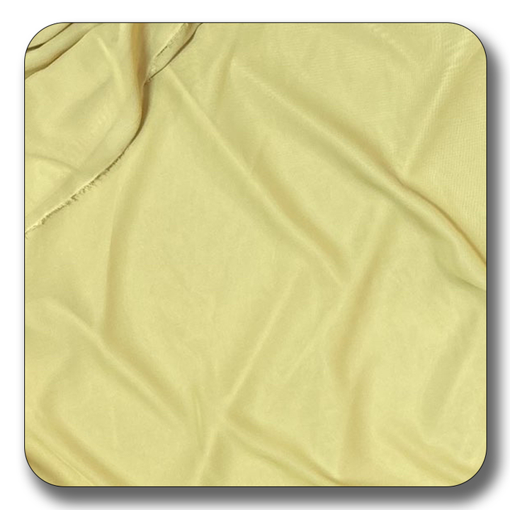 Light yellow polyester chiffon fabric, soft and durable, perfect for various sewing projects.