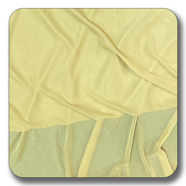 Light yellow polyester chiffon fabric, soft and durable, perfect for versatile sewing projects, sold by the yard.