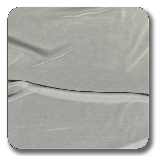 Soft polyester chiffon fabric in gray, highlighting its lightweight and crease-resistant texture, sold by the yard.