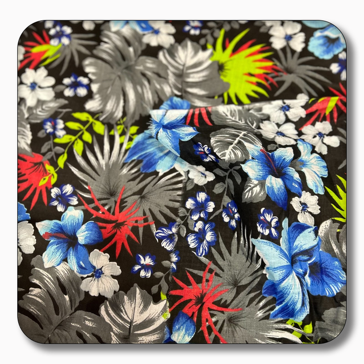 Hawaiian Print Poly Cotton Fabric - Sold by the Yard