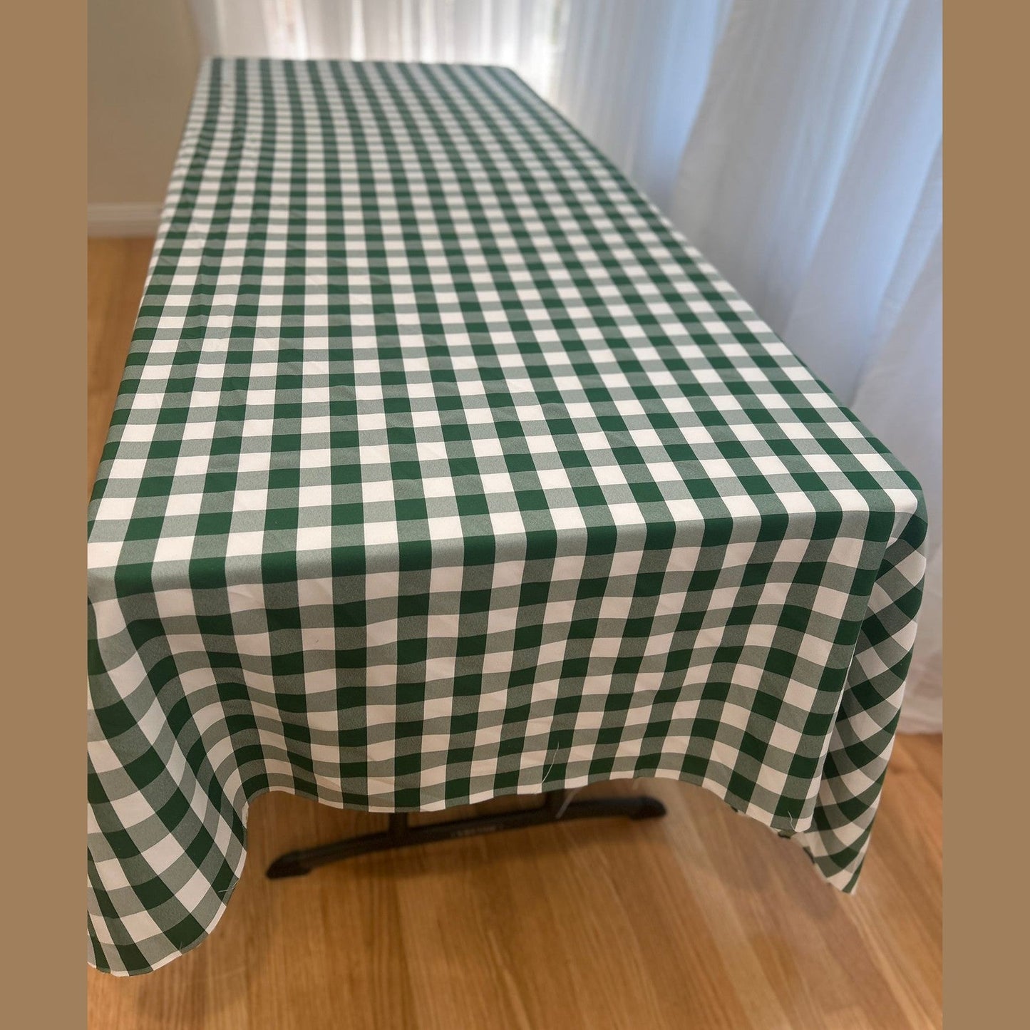 Gingham Checkered Poly Poplin Tablecloth 60 x 120 Inch