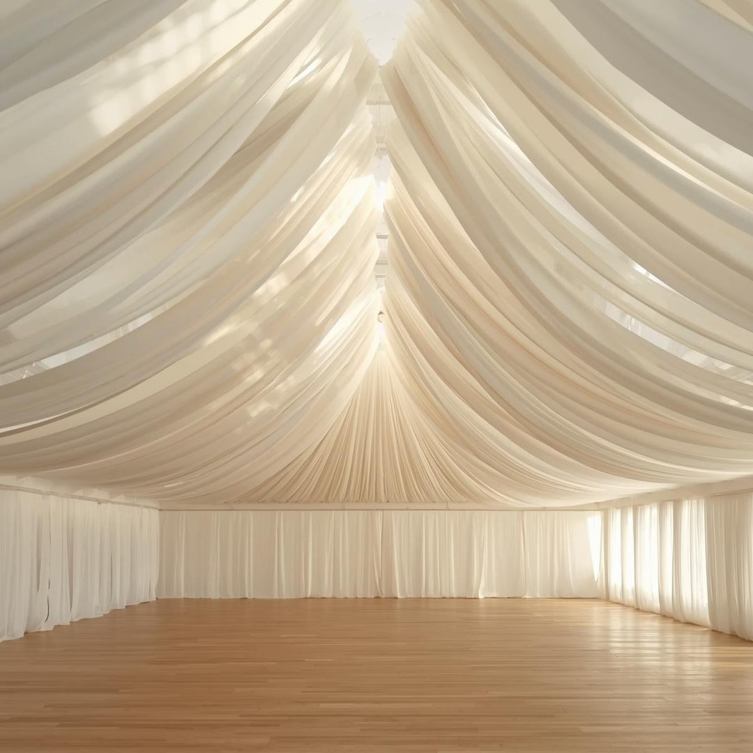 Polyester Ivory Sheer Voile Roll 50 Yard Continuous Pieces – 120” Wide | Wedding Backdrop | Free Shipping – Free Shipping