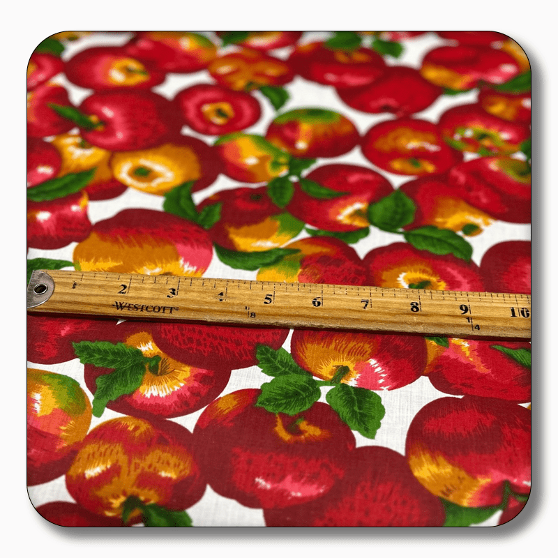 Apple Print Poly Cotton Fabric - Sold by the Yard
