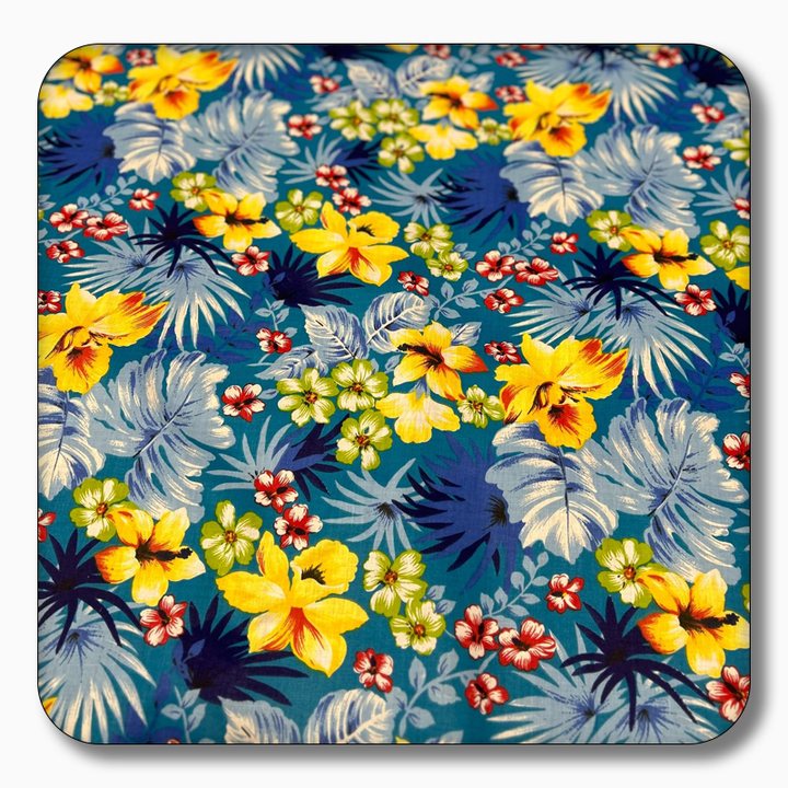 Hawaiian Print Poly Cotton Fabric - Sold by the Yard