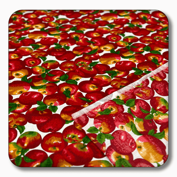 Apple Print Poly Cotton Fabric - Sold by the Yard