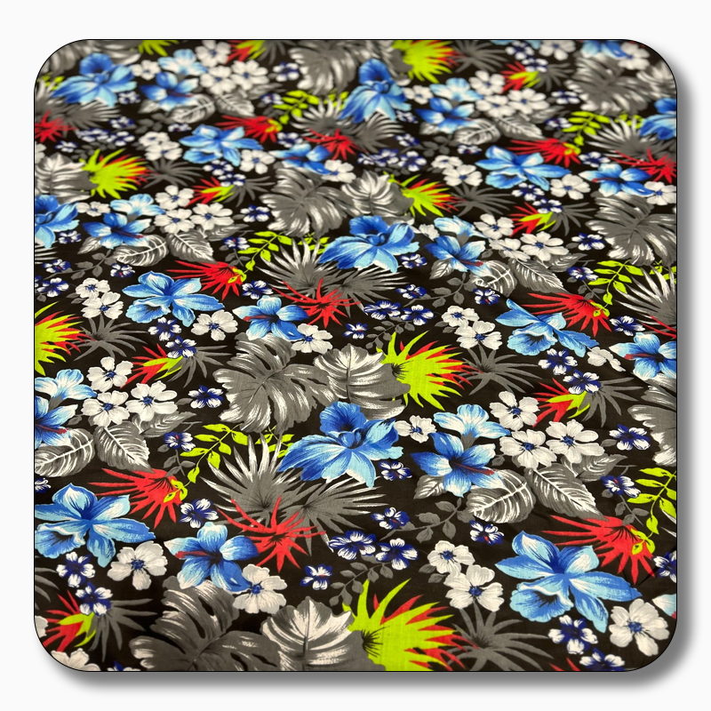 Hawaiian Print Poly Cotton Fabric - Sold by the Yard