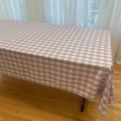 Gingham Checkered Poly Poplin Tablecloth 60 x 120 Inch