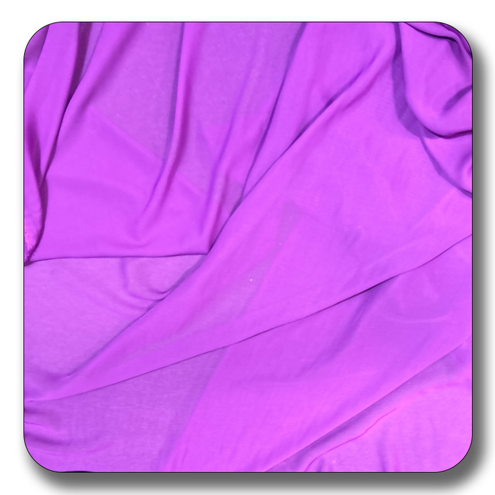 Soft purple chiffon fabric made from 100% polyester, lightweight and versatile for various sewing projects.