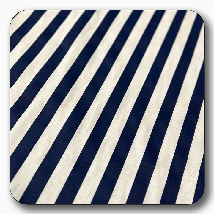 Stripe Print Poly Cotton Fabric 1" - Sold by the Yard