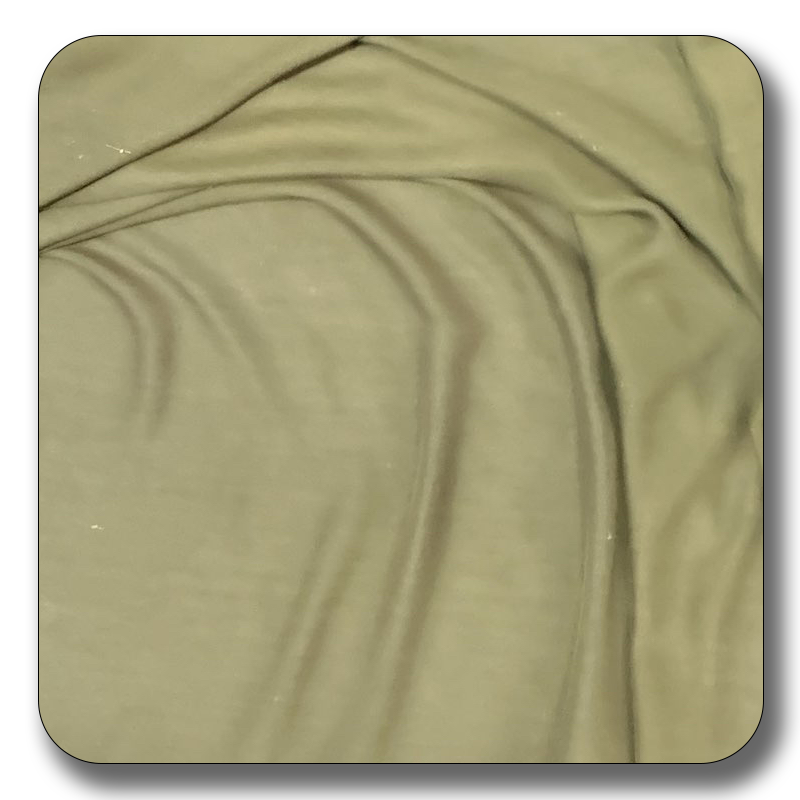 Soft olive green chiffon fabric showcasing its lightweight, durable texture, sold by the yard.