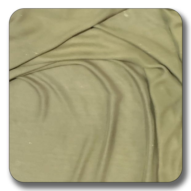 Close-up of soft olive green polyester chiffon fabric, showcasing its smooth texture and lightweight quality.