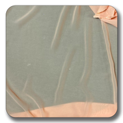 Close-up of lightweight polyester chiffon fabric in soft peach and green hues, perfect for versatile crafting projects.