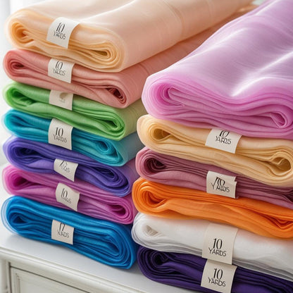 10 Yard Polyester Organza Fabric   Continuous Pieces – Sheer, Crisp & Elegant for Weddings, Decor & Crafts | Free Shipping