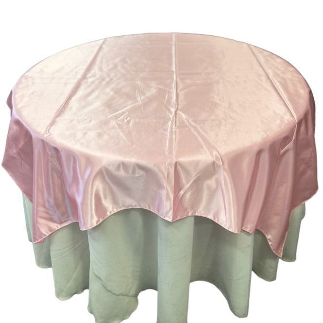 pink  Table Overlay Satin 58 X 58 Inches - New Star Fabrics