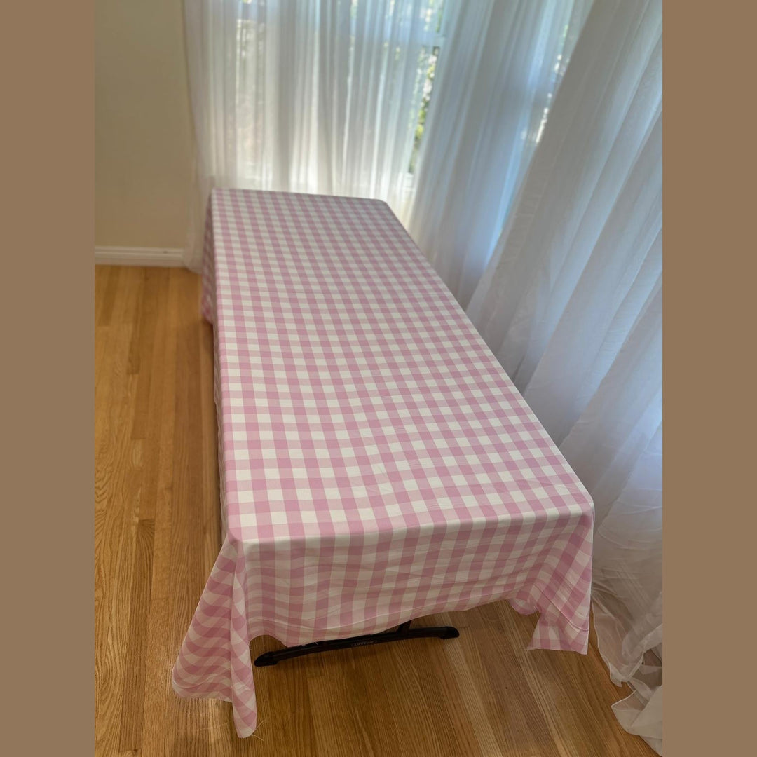 Polyester Gingham Checkered Poly Poplin Tablecloth 60 x 84 Inch – Free Shipping