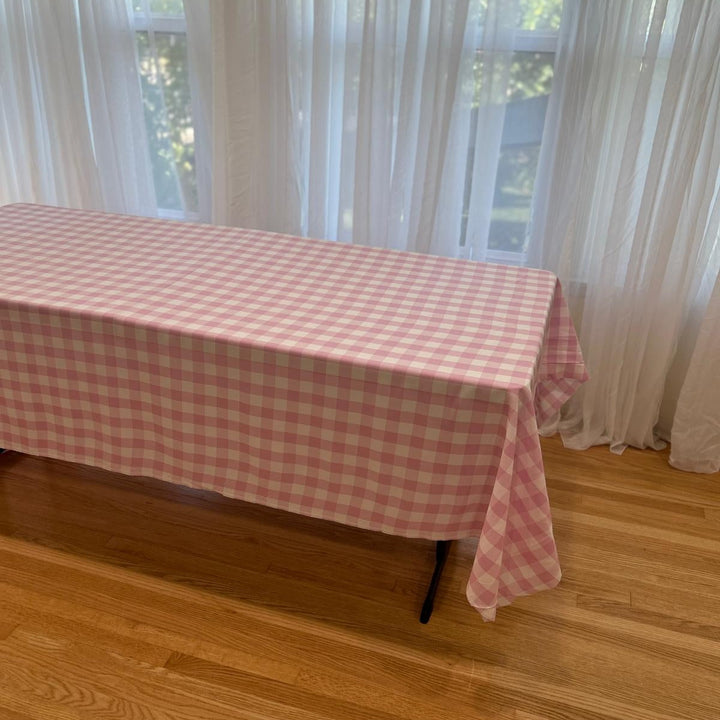 Polyester Gingham Checkered Poly Poplin Tablecloth 60 x 84 Inch – Free Shipping