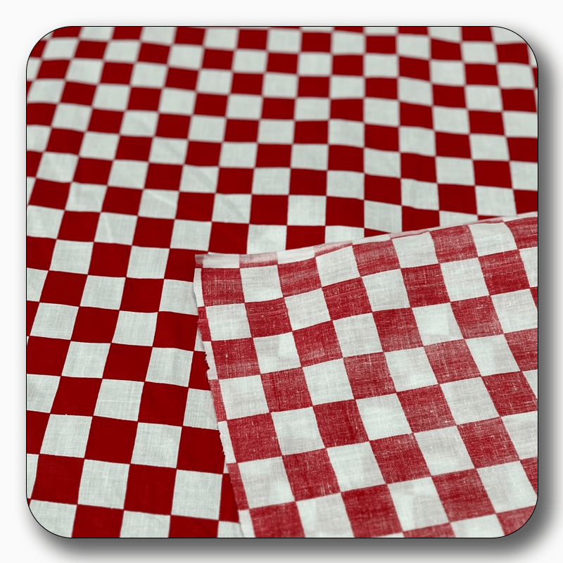 Checkered Print Poly Cotton Fabric 1" - Sold by the Yard