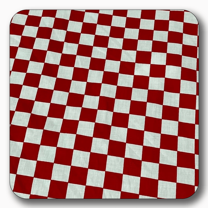 Checkered Print Poly Cotton Fabric 1" - Sold by the Yard