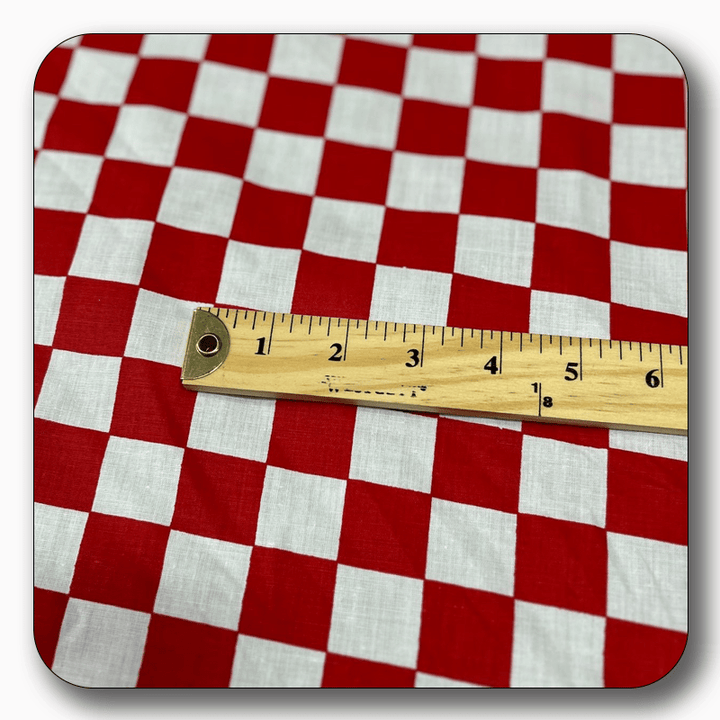 Checkered Print Poly Cotton Fabric 1" - Sold by the Yard