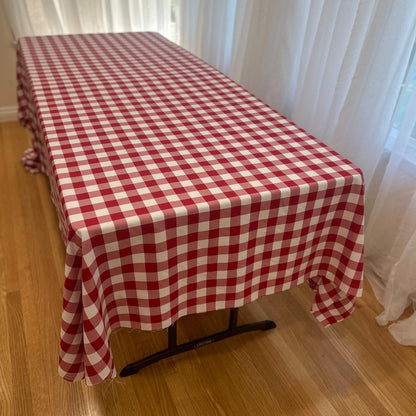 Gingham Checkered Poly Poplin Tablecloth 60 x 120 Inch