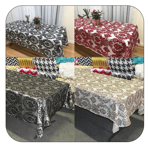 Damask Flocking Taffeta Tablecloth - Rectangular