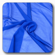 Bright blue polyester chiffon fabric, soft and lightweight, perfect for versatile fashion projects.