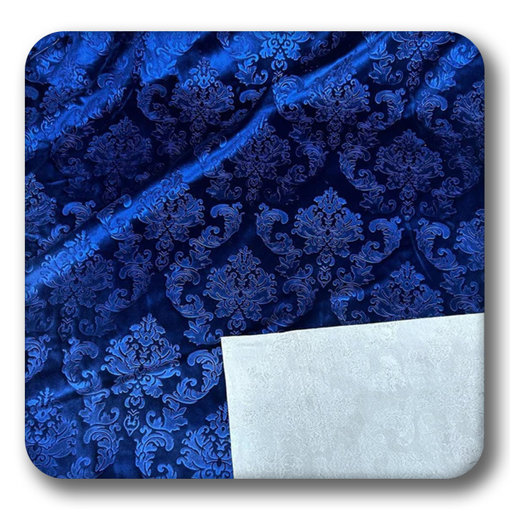 Embossed Damask Velvet Drapery - Upholstery Fabric - Sold by the Yard