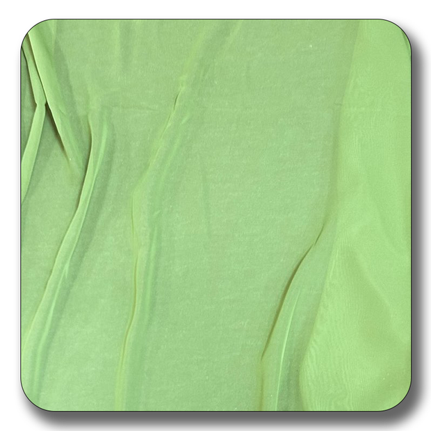 Light green polyester chiffon fabric, soft and durable, perfect for versatile sewing projects, sold by the yard.
