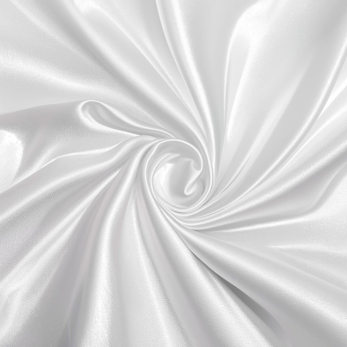 Polyester Wholesale White Satin Roll – 50 Yards Continuous Piece | Glossy, Smooth Draping for Weddings, Events & Décor | Free Shipping