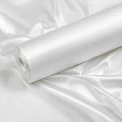 Polyester Wholesale White Satin Roll – 50 Yards Continuous Piece | Glossy, Smooth Draping for Weddings, Events & Décor | Free Shipping