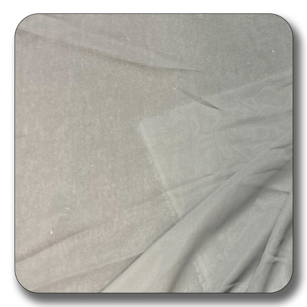 Light gray polyester chiffon fabric, soft and durable, perfect for versatile sewing projects, sold by the yard.