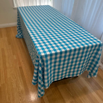 Gingham Checkered Poly Poplin Tablecloth 60 x 120 Inch