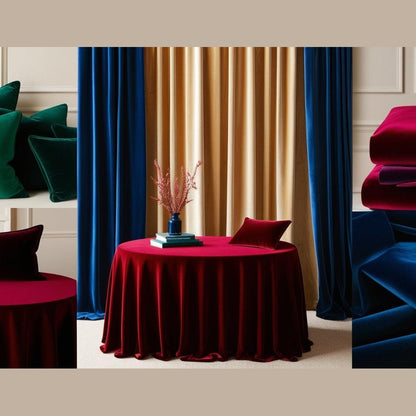 50 Yard Continuous Pieces Polyester Velvet Fabric Roll – Luxury Draping & Wedding Backdrop Fabric (+12 Colors) | Wholesale Free Shipping