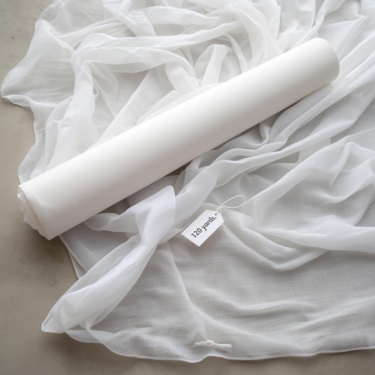 Polyester 120” Voile Sheer Fabric – 120 Yard Continuous Roll – Bulk Wholesale – Free Shipping