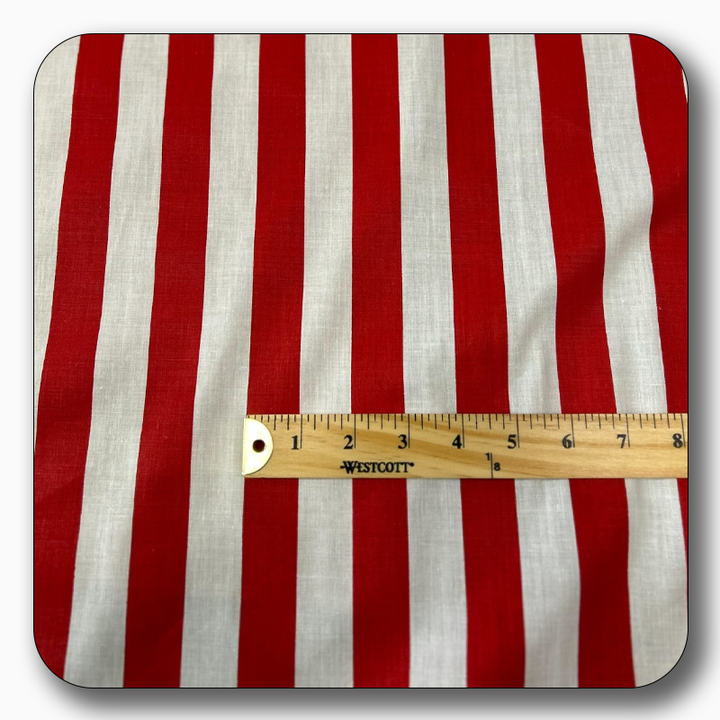 Stripe Print Poly Cotton Fabric 1" - Sold by the Yard