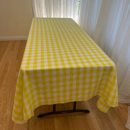 Gingham Checkered Poly Poplin Tablecloth 60 x 108 Inch