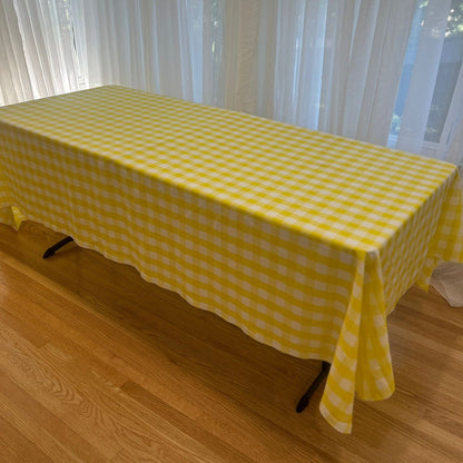 Gingham Checkered Poly Poplin Tablecloth 60 x 120 Inch