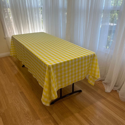 Gingham Checkered Poly Poplin Tablecloth 60 x 108 Inch