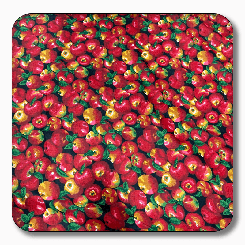 Apple Print Poly Cotton Fabric - Sold by the Yard