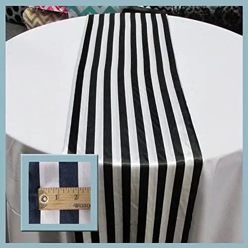 Striped Charmeuse Runner Black Amazing Warehouse inc.