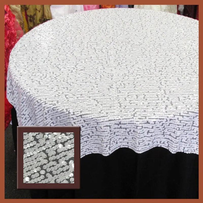 Tablecloth Mesh Sequin White Amazing Warehouse inc.