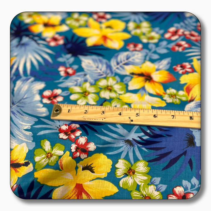 Hawaiian Print Poly Cotton Fabric - Sold by the Yard