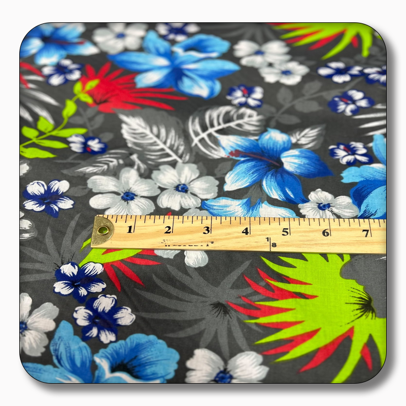 Hawaiian Print Poly Cotton Fabric - Sold by the Yard