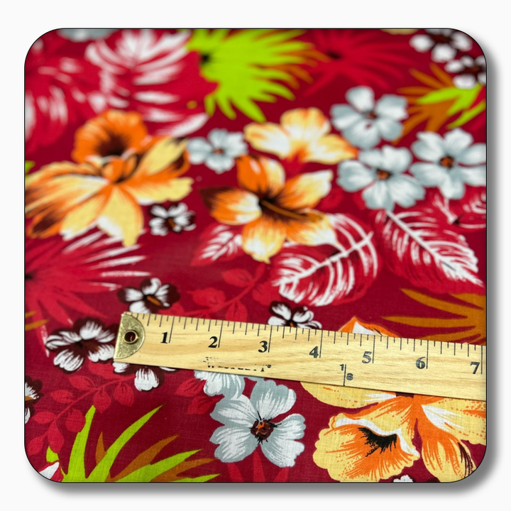 Hawaiian Print Poly Cotton Fabric - Sold by the Yard