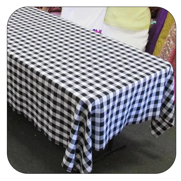 Gingham Checkered Tablecloth - Rectangular - Black/White